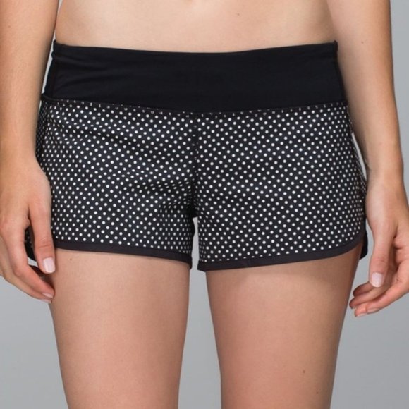 Lululemon Black & White Polka Dot Run Speed Shorts